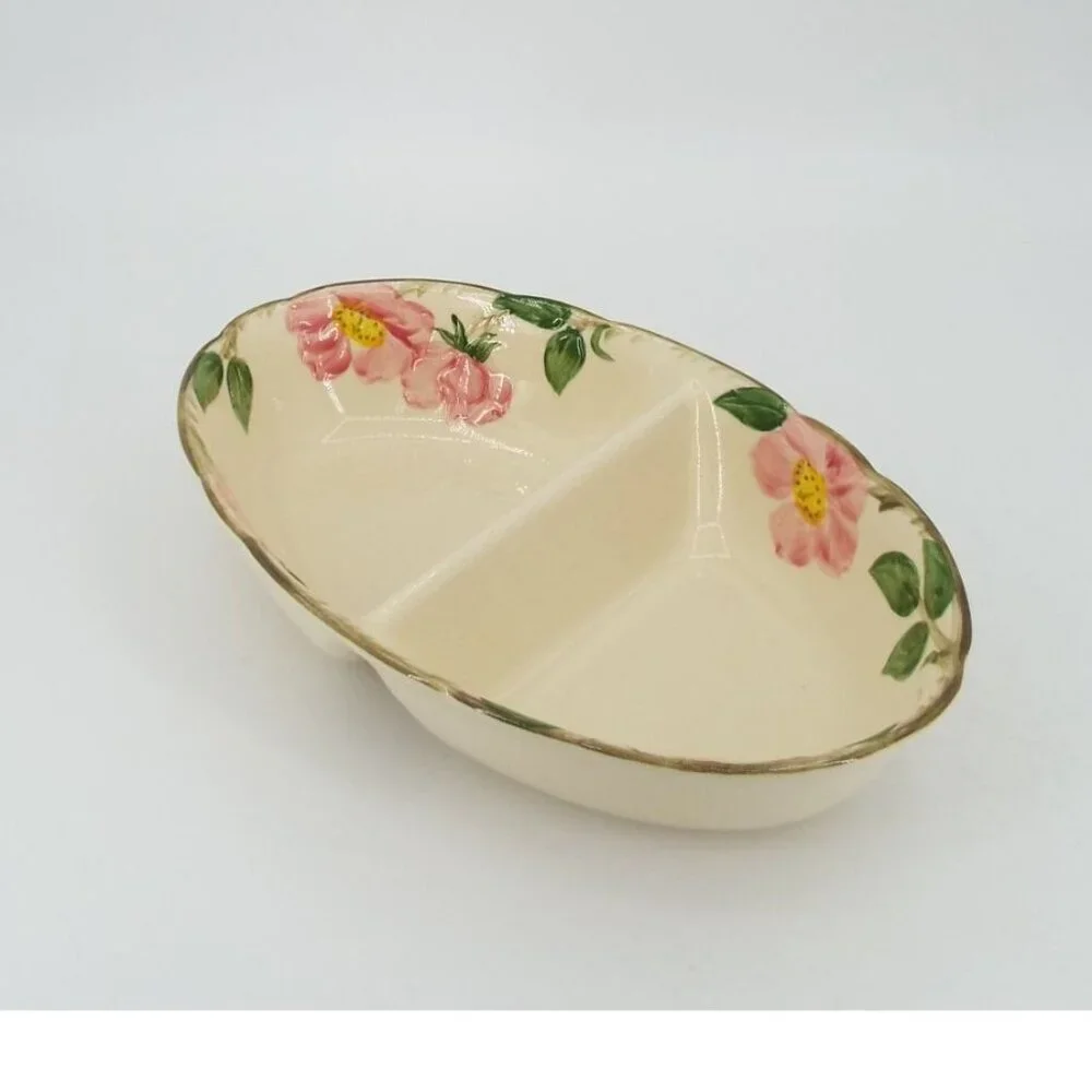 Vintage Franciscan Desert Rose Earthenware Oval Divided Serving Dish